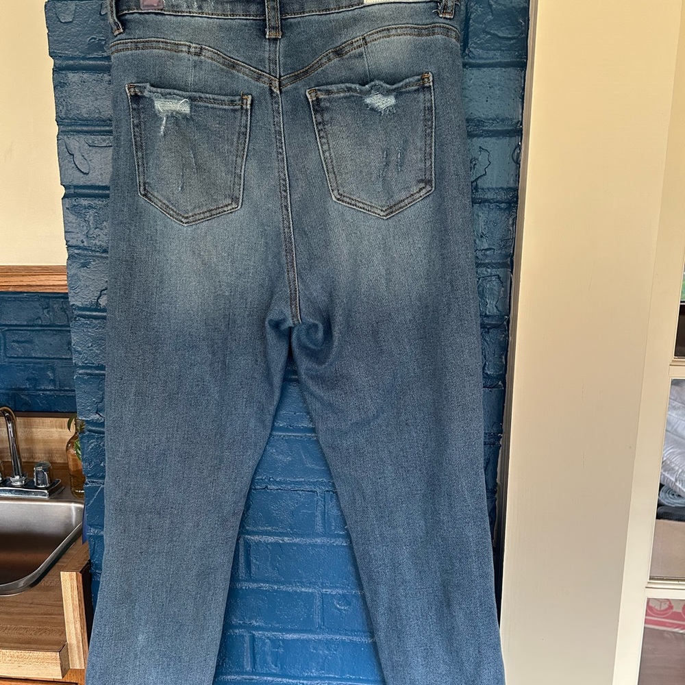 Kendall & Kylie Blue Straight Leg Jeans with Distressed Details - Picture 4 of 11